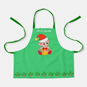 Schattige Kerstmis kleine helper elf op groen Schort