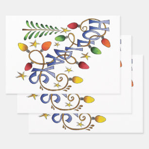 Schattige Kerstmis, Lichtjes en Sterren met Vakant Inpakpapier Vel