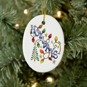 Schattige Kerstmis, Lichtjes en Sterren met Vakant Keramisch Ornament