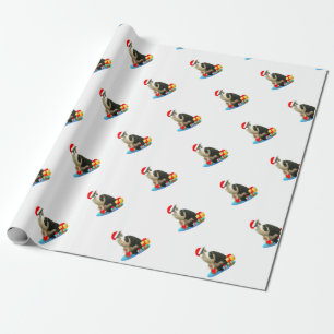 Schattige Kerstmis Merlin Kat Cadeaupapier