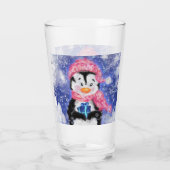 Schattige Kerstmis Pinguïnglas Glas (Achterkant)