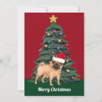 Schattige Kerstmis Pug in Kerstman Hoed Custom Roo