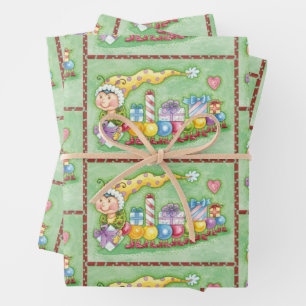 Schattige Kerstmis Rups Trein met Cadeaus Inpakpapier Vel