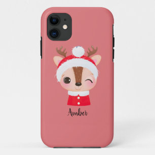 Schattige Kerstmis Santa Rendier Head iPhone 11 Hoesje