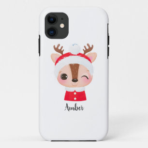 Schattige Kerstmis Santa Rendier Head iPhone 11 Hoesje