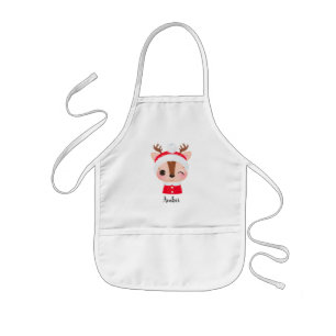 Schattige Kerstmis Santa Rendier Head Kinder Schort