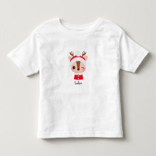 Schattige Kerstmis Santa Rendier Head Kinder Shirts