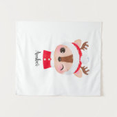 Schattige Kerstmis Santa Rendier Head Wandkleed (Voorkant (horizontaal))