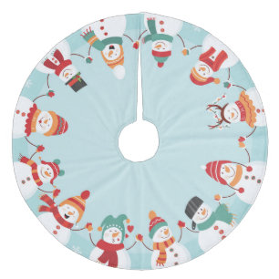 Schattige Kerstmis Sneeuwmannen Fleece Kerstboom Rok