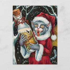 Schattige Kerstmis Vampier Grijze Kat Fee Briefkaart