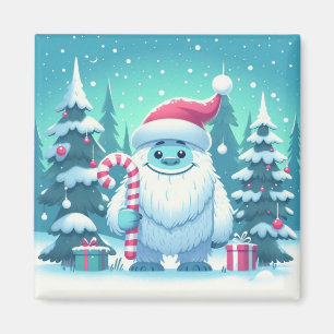 Schattige Kerstmis/winter yeti Magneet