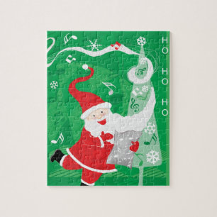 Schattige Kerstmis, zingende en dansende Kerstman Legpuzzel