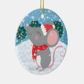Schattige kerstmuis keramisch ornament (Rechts)