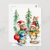 Schattige kerstmuizen briefkaart (Voorkant / Achterkant)