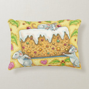 Schattige Kerstmuizen die een Fruitcake Dessert dr Accent Kussen