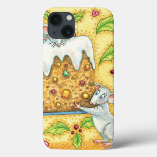 Schattige Kerstmuizen die een Fruitcake Dessert dr iPhone 13 Hoesje