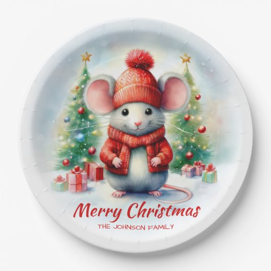 Schattige kerstmuizenfeest papieren bordje (Voorkant)