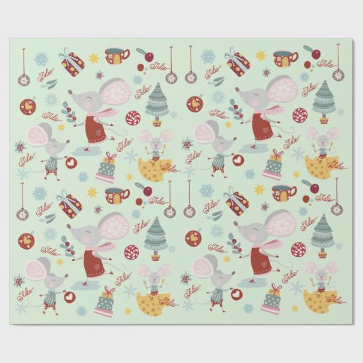 Schattige kerstmuizeninpakpapier cadeaupapier (Vlak)