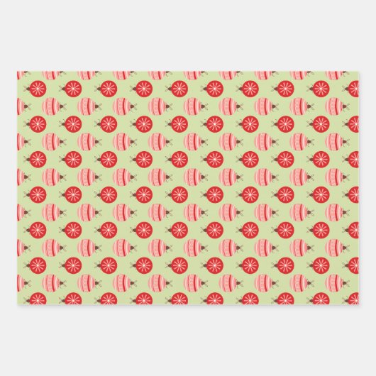 Schattige Kerstontwerp Roze en Mint Groene Preppy Inpakpapier Vel (Voorkant 2)