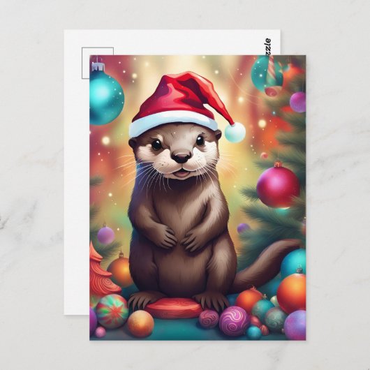 Schattige kerstotter briefkaart (Voorkant / Achterkant)