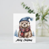 Schattige kerstotter feestdagenkaart (Staand voorkant)