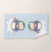Schattige kerstpinguïn bad handdoek (Handdoek)