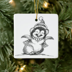 Schattige Kerstpinguïn, Gelukkig Baby Vogeltje Keramisch Ornament