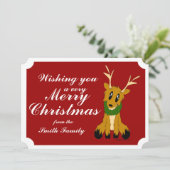 Schattige Kerstrendier Foto Kerst Kaart (Staand voorkant)