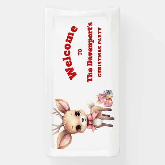 Schattige Kerstrendier met Cadeaufeest Welkom Spandoek (Verticaal)
