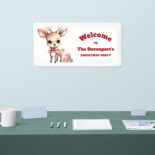 Schattige Kerstrendier met Cadeaufeest Welkom Spandoek (Beurs)