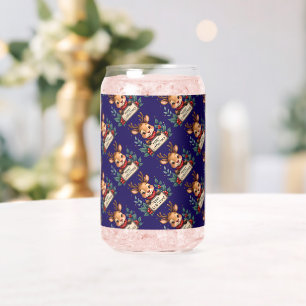Schattige Kerstrendier met Holly en Teken Blikvorm Glas