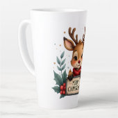 Schattige Kerstrendier met Holly en Teken Latte Mok (Linkerhoek)