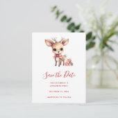 Schattige Kerstrendier met Vakantie Cadeaus Aankondigingskaart (Staand voorkant)