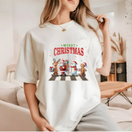 Schattige Kerstrendier Santa Snowman Tri-Blend Shirt