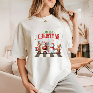 Schattige Kerstrendier Santa Snowman Tri-Blend Shirt