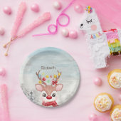 Schattige kerstrendierster papieren bordje (Feest)