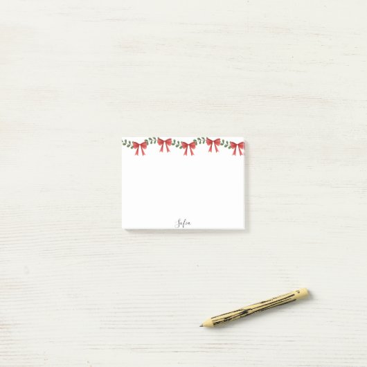 Schattige kerstrood lint post-it® notes (Op bureau)