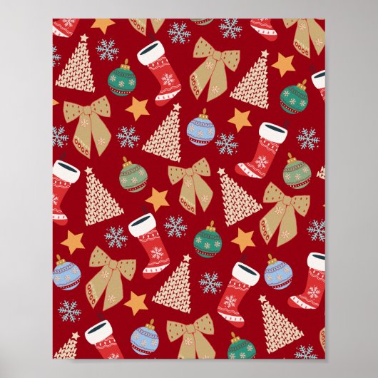Schattige kerstrood poster (Voorkant)