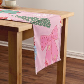 Schattige kerstroze korte tafelloper (Voorbeeld)