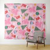 Schattige kerstroze wandkleed (In Situ (horizontaal))