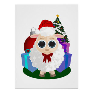 Schattige Kerstschaap Festieve Winter Vakantie Kun Perfect Poster