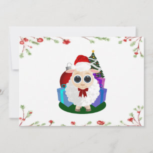 Schattige Kerstschaap Misteletoe Rand Festief Feestdagenkaart