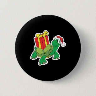 schattige kerstschildpad ronde button 5,7 cm