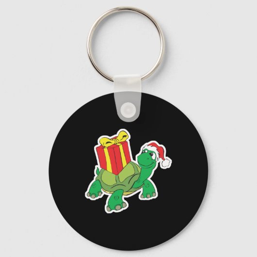 schattige kerstschildpad sleutelhanger (Voorkant)