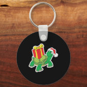 schattige kerstschildpad sleutelhanger (Voorkant)