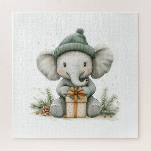 Schattige Kerstserie Baby Elephant Legpuzzel