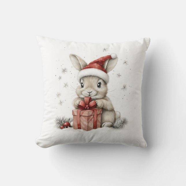 Schattige Kerstserie Baby Konijn Kussen (Voorkant)