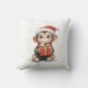Schattige Kerstserie Baby Monkey Kussen