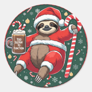 Schattige Kerstslak op Suikerrietstok met Warme Ch Ronde Sticker