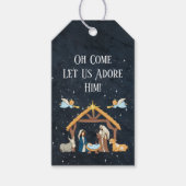 Schattige Kerststal Cadeaulabel (Voorkant)